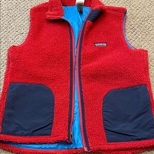 Patagonia Scarlet Fleece Vest with Navy Details